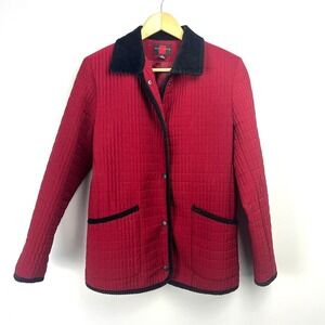 VTG Gallery Red Quilted Wide Wale Corduroy Collar Snap Front‎ Jacket Women's S